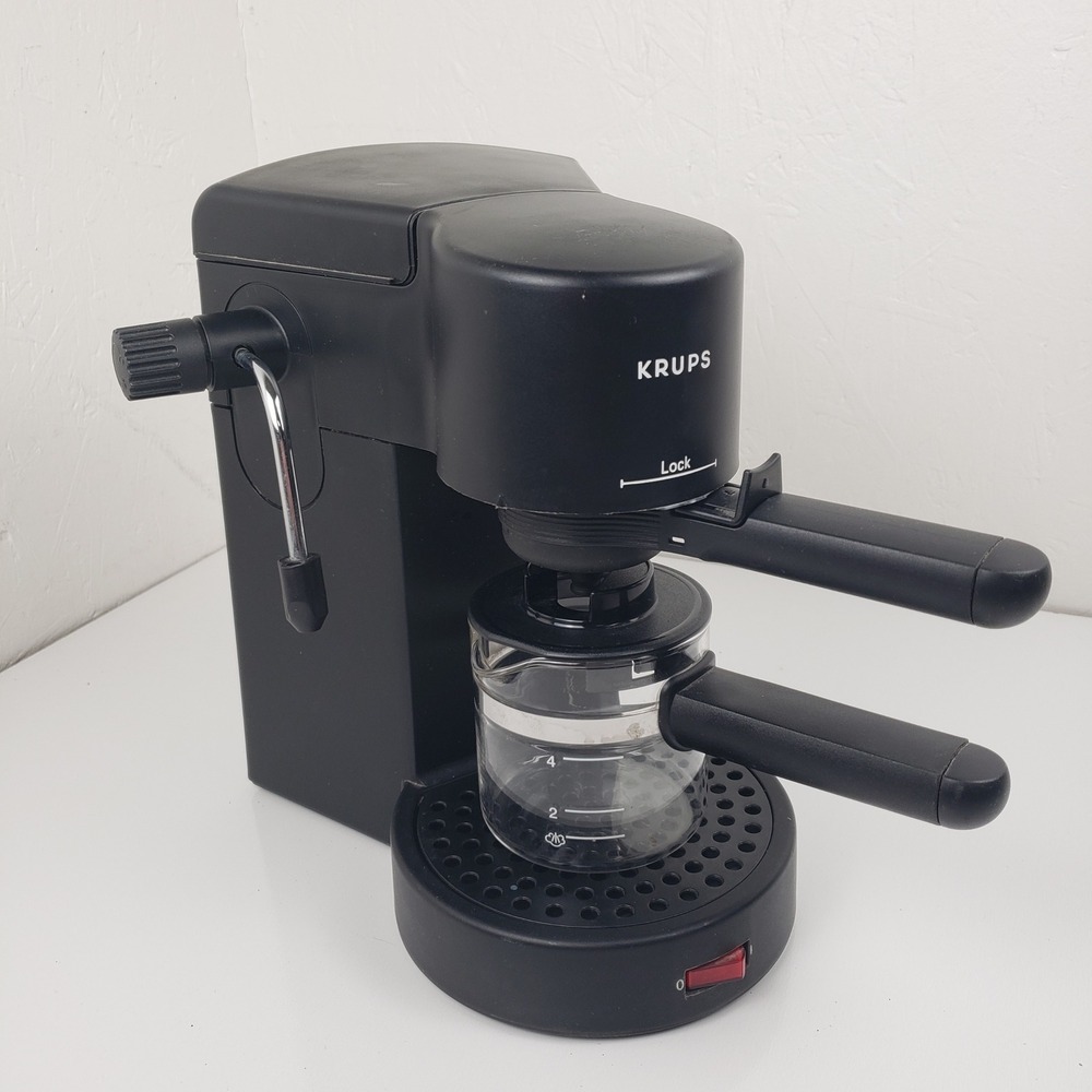 Krups Type 871 Household Espresso Maker Black 4 Cup Steam Machine with Frother